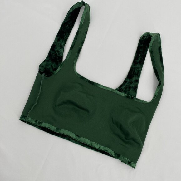 Womens Green Velvet Sleeveless Cropped Casual Tank Top Size Small - Picture 7 of 7